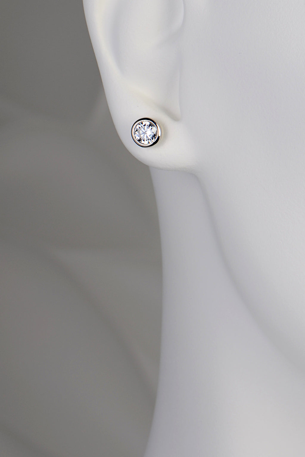 Silver Lab Grown CZ Stud Earrings 8mm - Earrings The Best Lab Grown Jewellery Designs