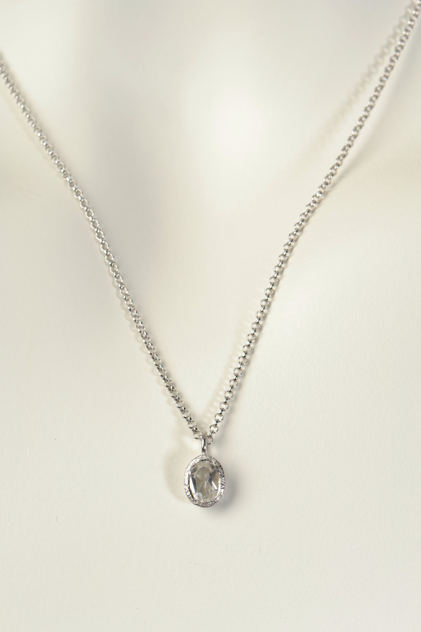 designer white topaz silver necklace