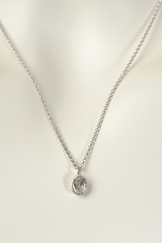 designer white topaz silver necklace
