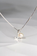 sterling silver initial necklace with a real pearl
