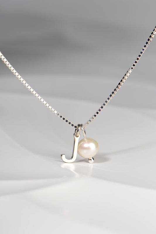 sterling silver initial necklace with a real pearl