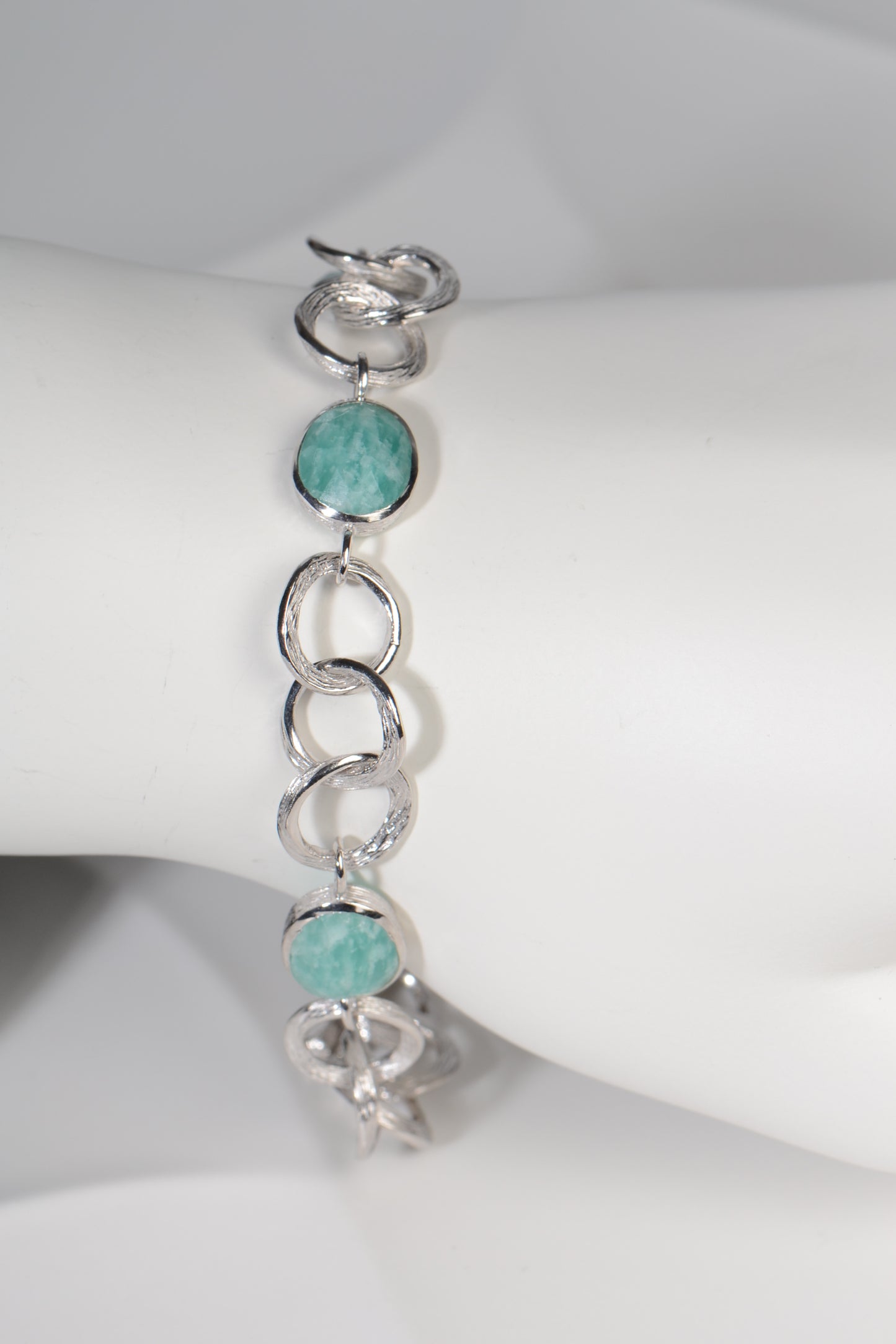 Designer Silver & Amazonite Bracelet