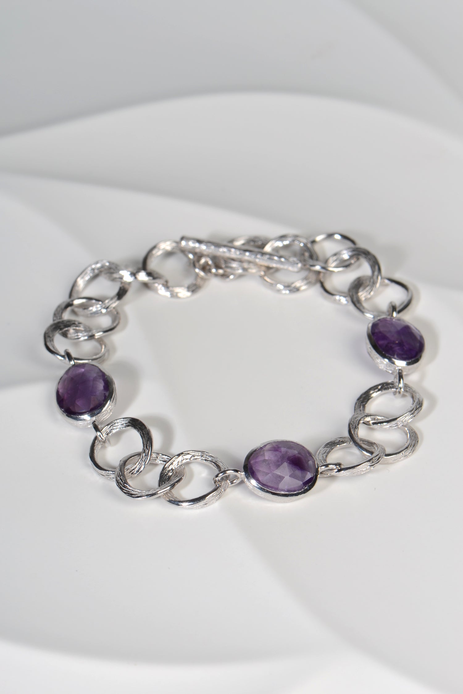 designer amethyst silver bracelet
