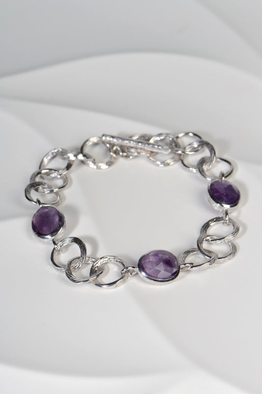 designer amethyst silver bracelet