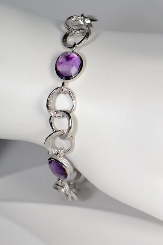 designer amethyst silver bracelet