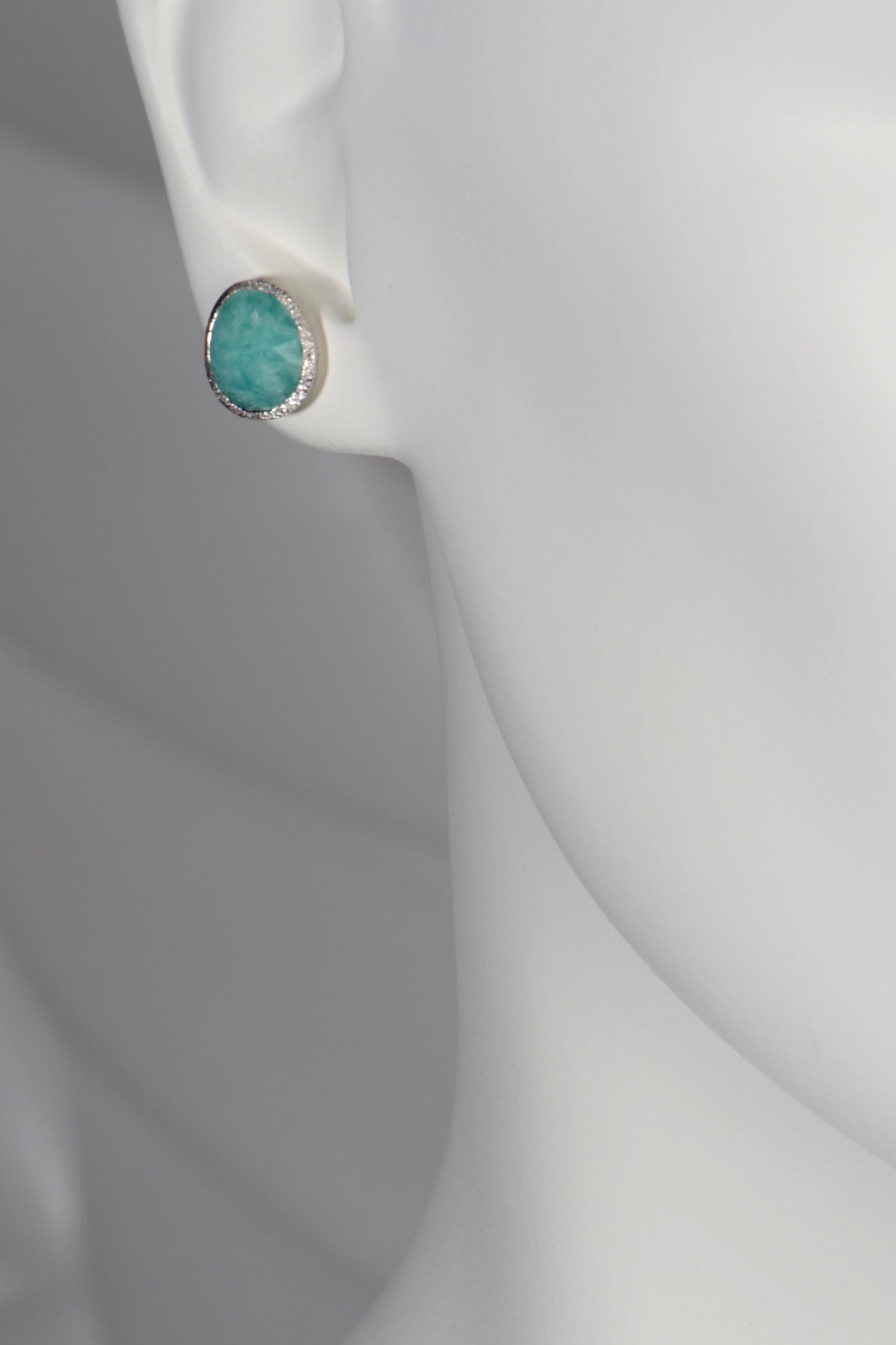 Designer Silver Amazonite Stud Earrings