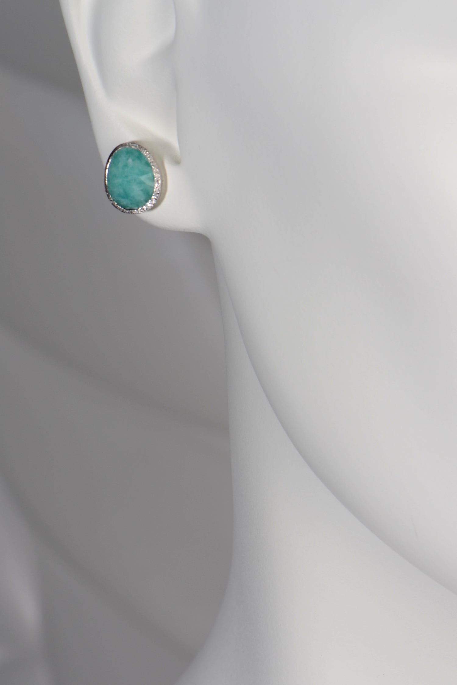 Designer Silver Amazonite Stud Earrings - Earrings The Best Of Vicenzaoro