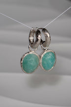 Designer Amazonite & Silver Hoop Earrings - Earrings The Best Of Vicenzaoro