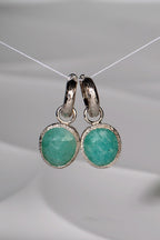 Designer Amazonite & Silver Hoop Earrings - Earrings The Best Of Vicenzaoro