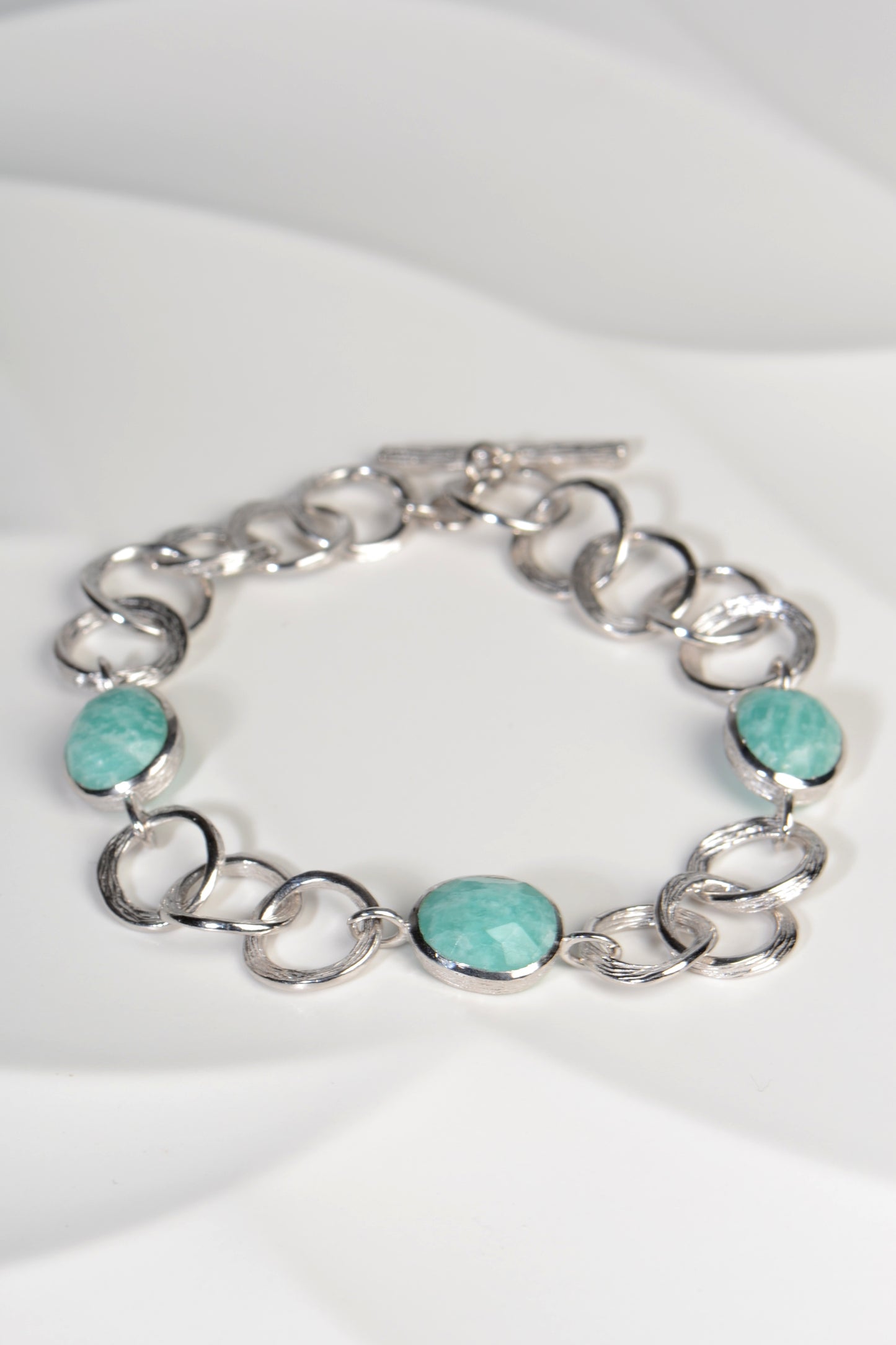 Designer Silver & Amazonite Bracelet
