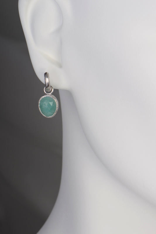 Designer Amazonite & Silver Hoop Earrings