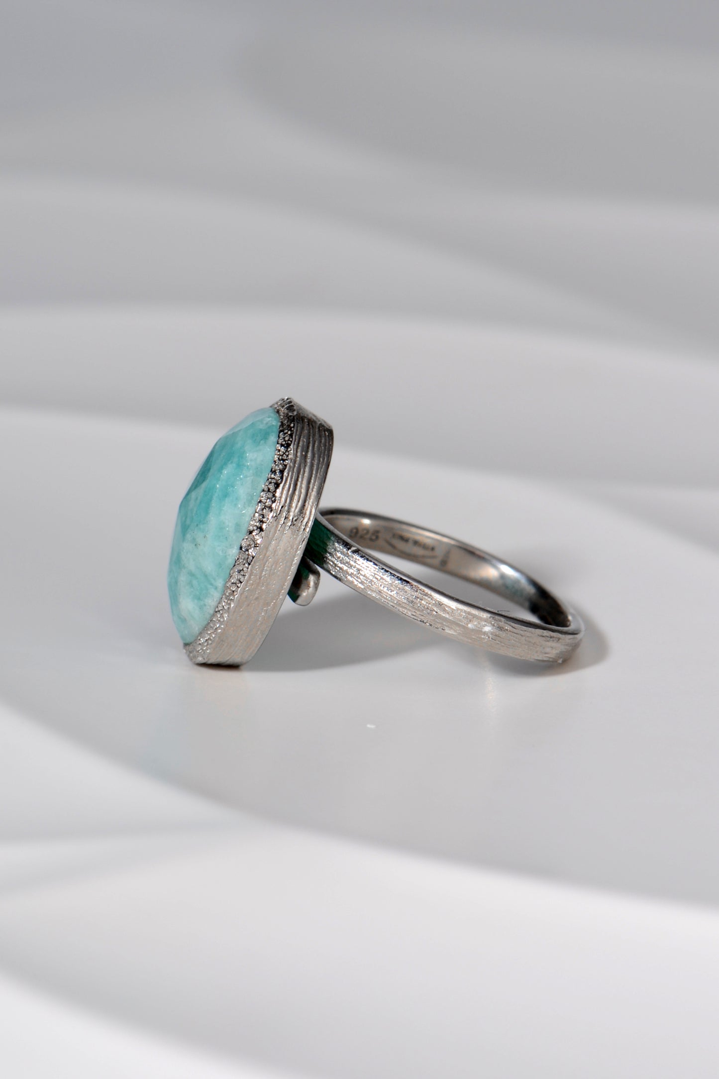 Designer Amazonite Silver Statement Ring