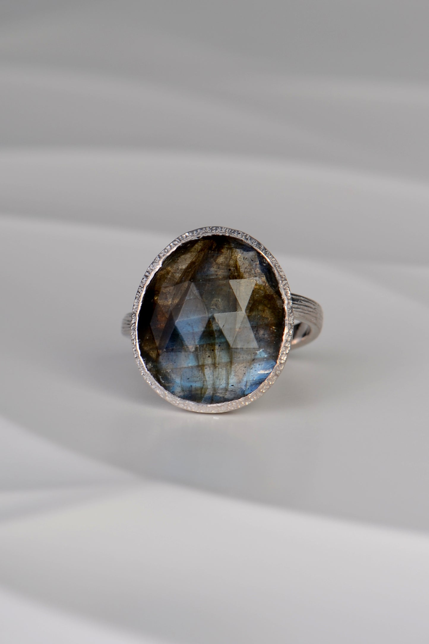 Designer Labradorite Silver Statement Ring