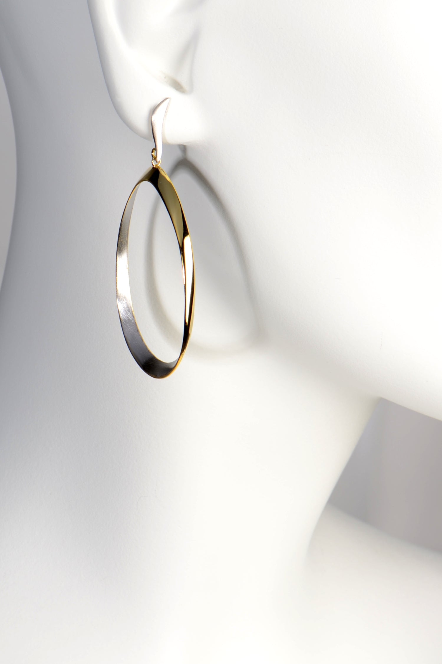 very large real silver hoop earrings two colour with posts and scroll fittings - Jorge Revilla