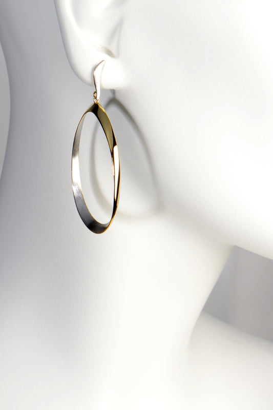 very large real silver hoop earrings two colour with posts and scroll fittings - Jorge Revilla