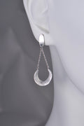 boat shaped drop designer silver earrings