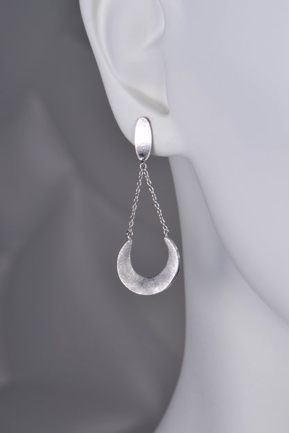 boat shaped drop designer silver earrings