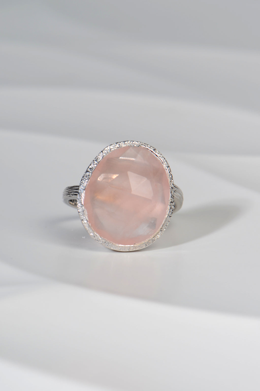 Designer Rose Quartz Silver Statement Ring - Gemstone rings The Best Of Vicenzaoro