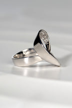 large statement silver ring from jewellery designer Jorge Revilla with a seaweed texture
