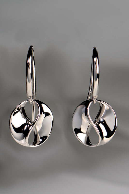 designer round sterling silver drop earrings