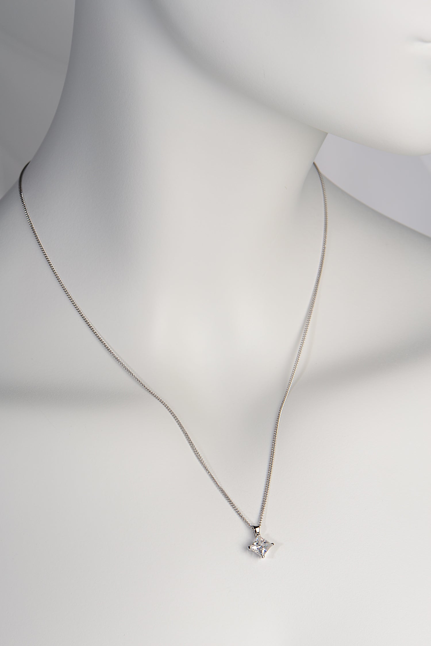 Princess cut one carat moissanite white gold necklace - Moissanite necklace Best Of British