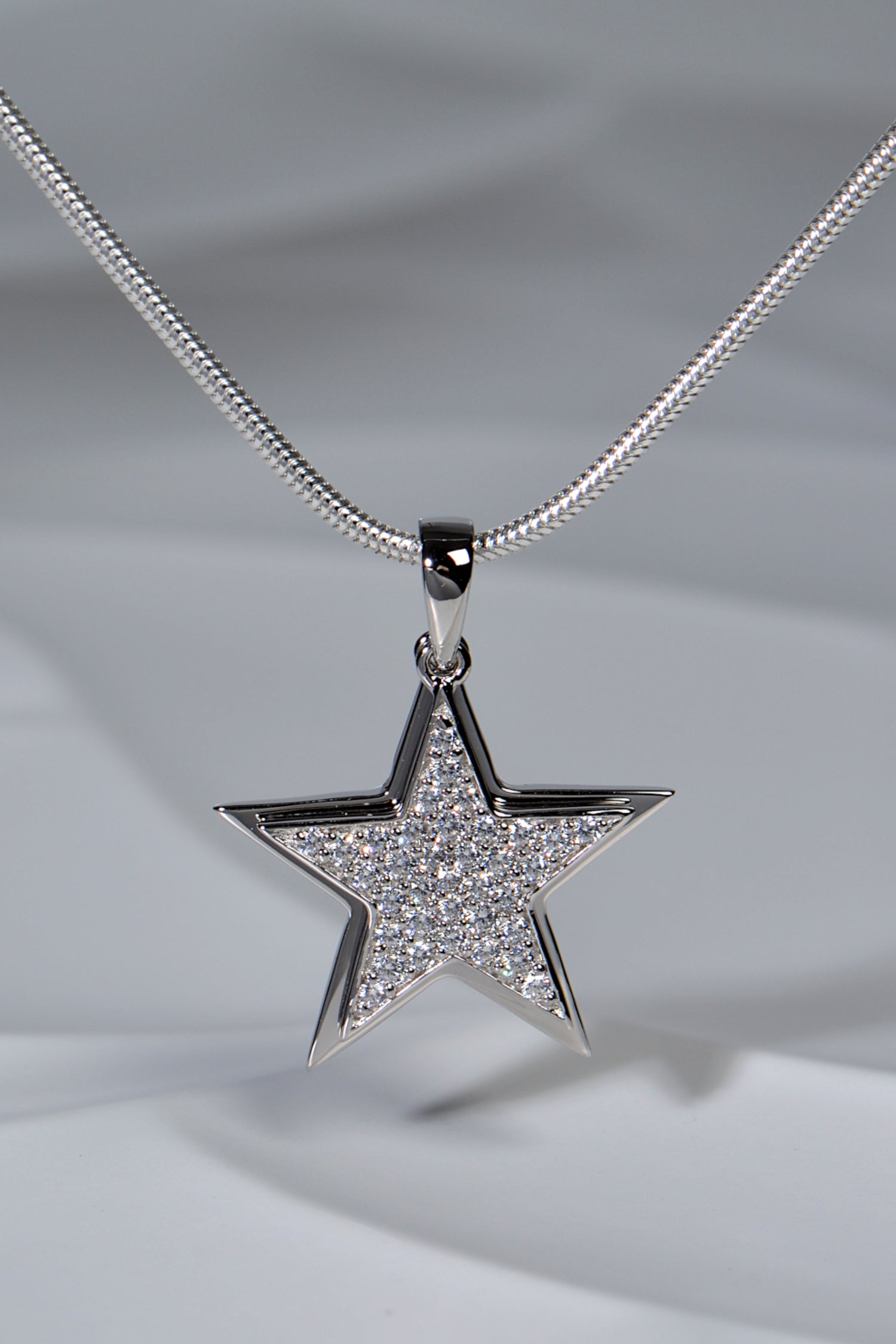sparkling double star silver necklace