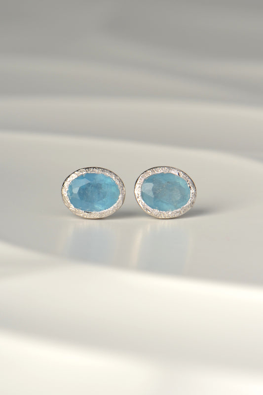 affordable silver and aquamarine designer stud earrings - the birthstone for March