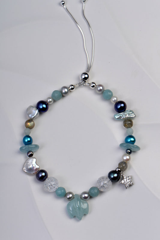 Aquamarine & Pearl Fairy Bracelet