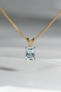 9ct yellow gold Aquamarine necklace with radiant cut rectangular gemstone - Christine Sadler