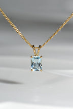 9ct yellow gold Aquamarine necklace with radiant cut rectangular gemstone - Christine Sadler