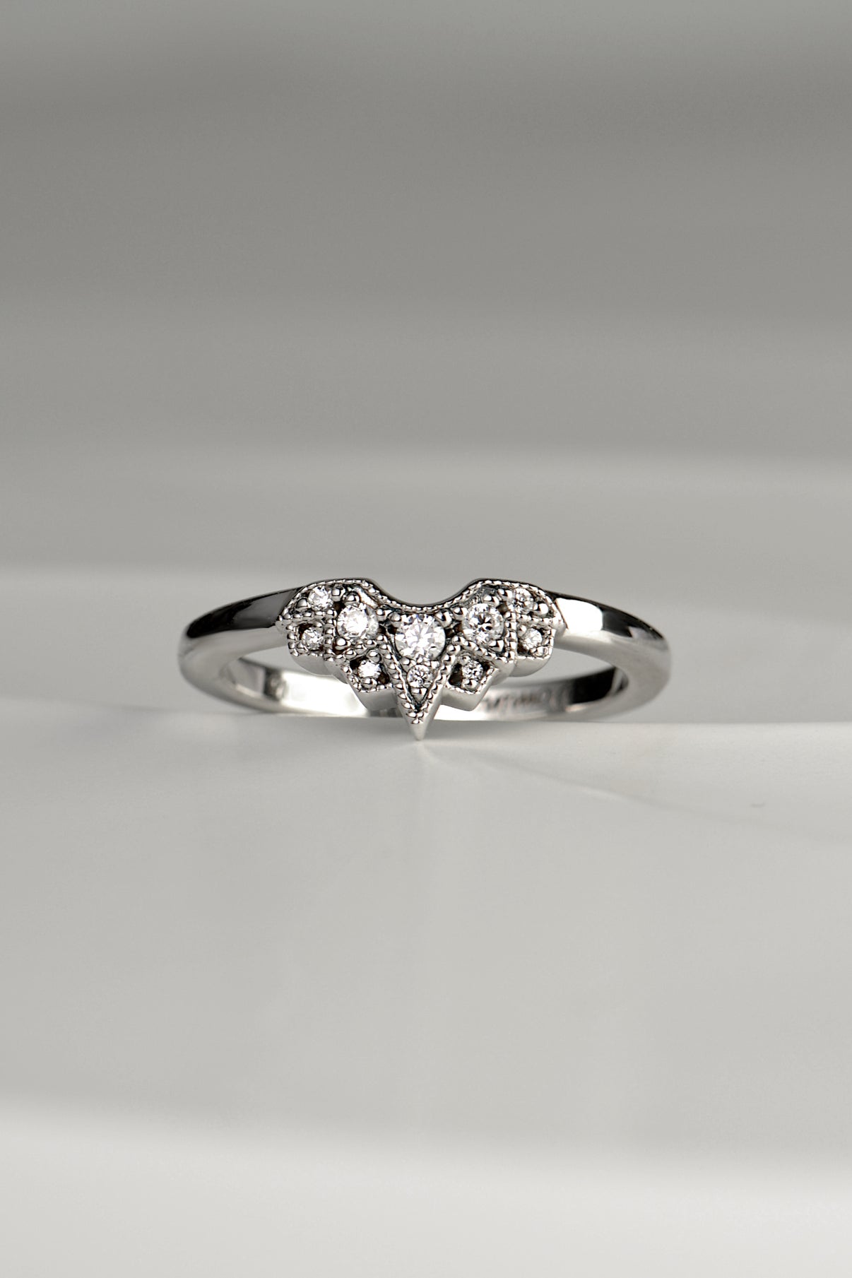 Platinum &amp; Diamond Art Deco Style Shaped Wedding Ring – Christine ...