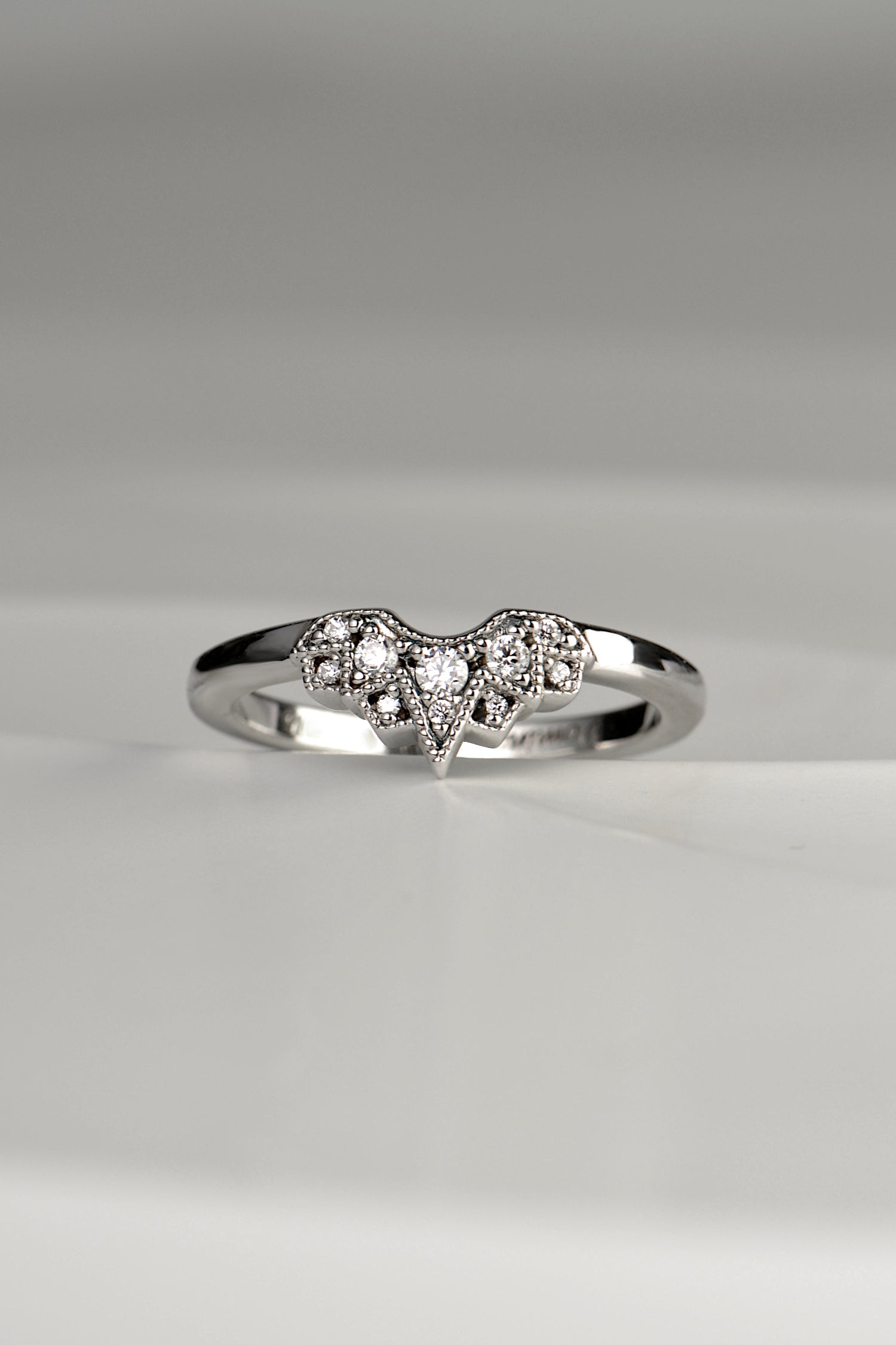 Platinum &amp; Diamond Art Deco Style Shaped Wedding Ring – Christine ...
