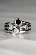 Black sapphire and lab diamond Cairn ring - Ring Christine Sadler