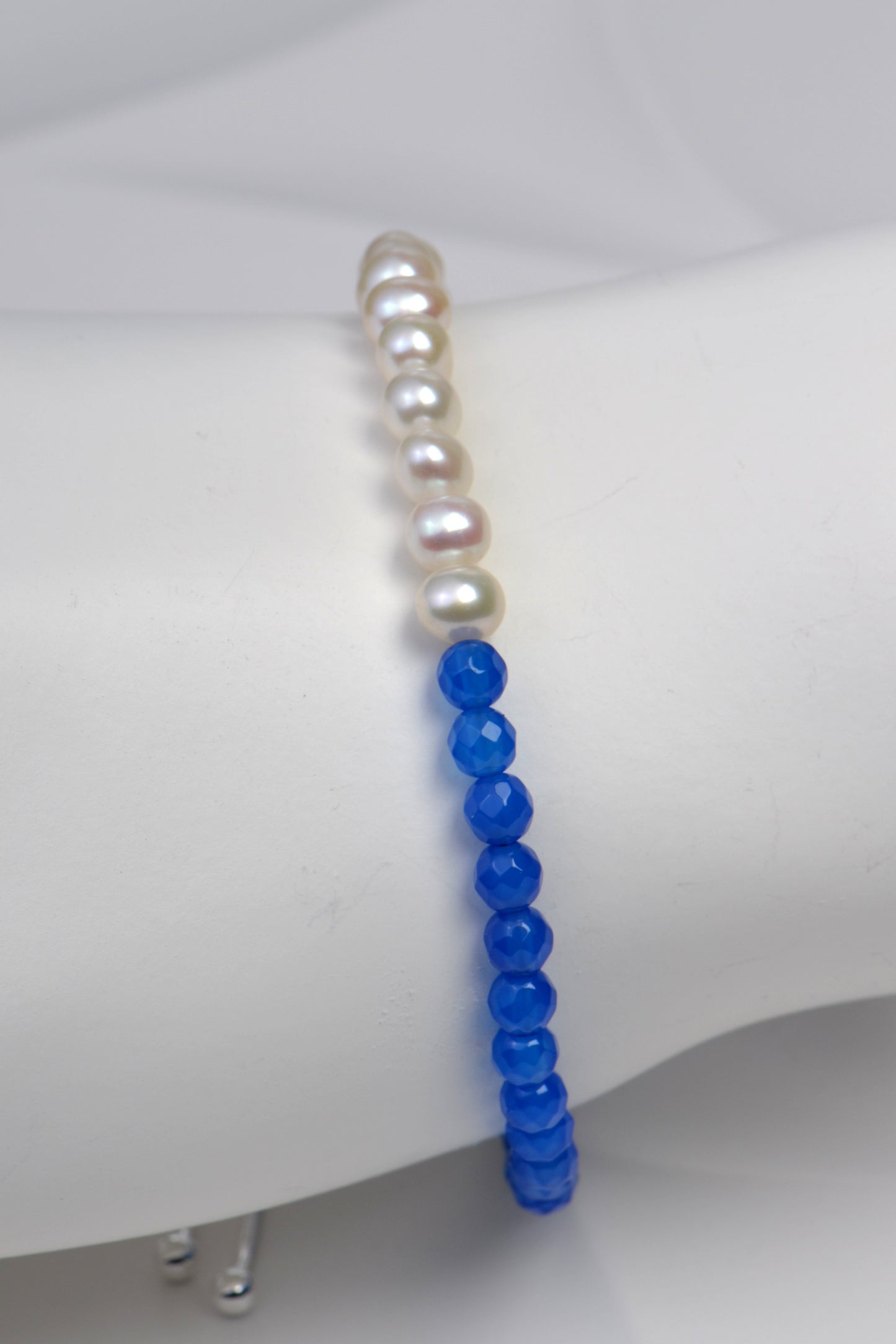 White Pearl & Blue Quartz Fusion Bracelet