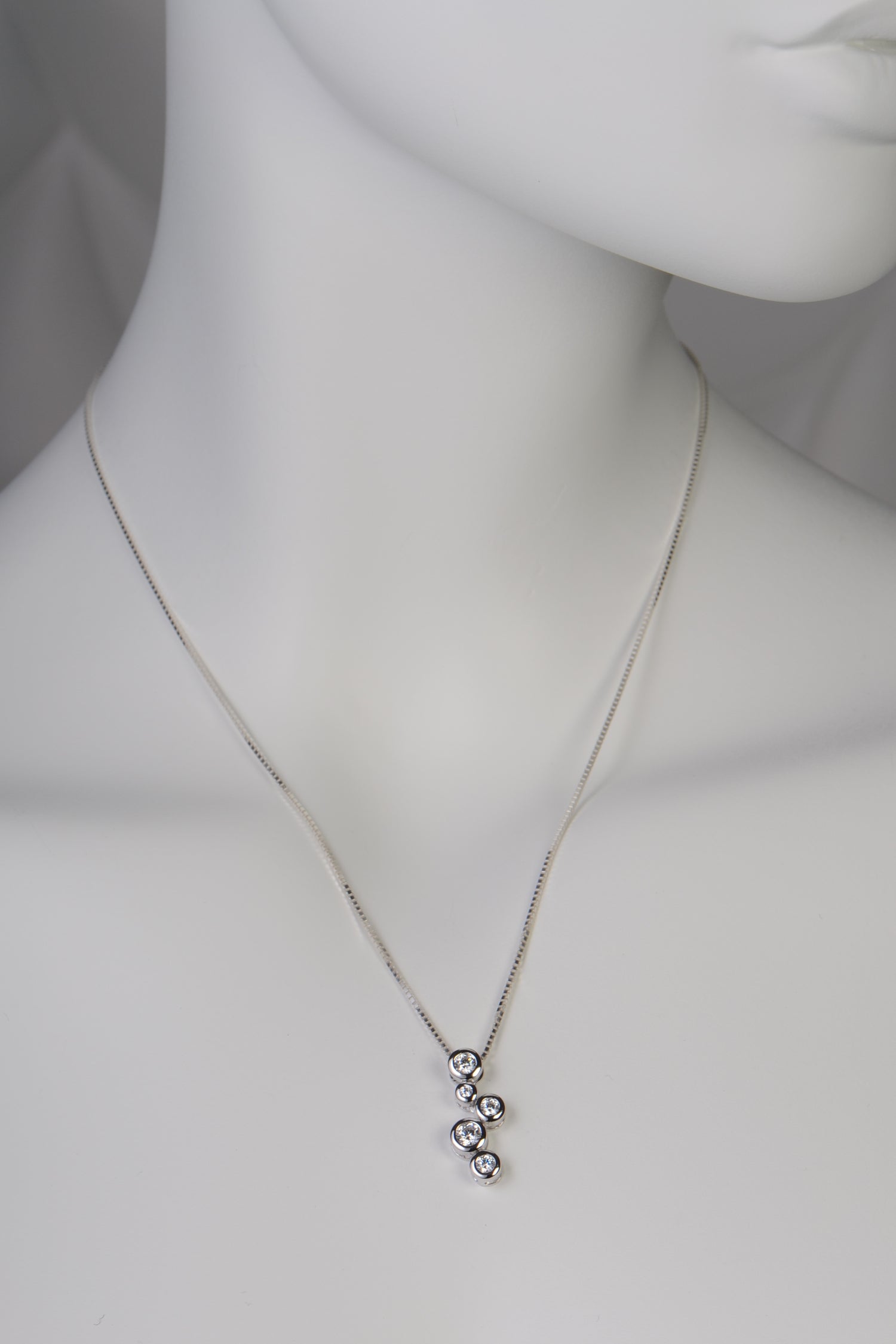 five stone bubble sterling silver necklace