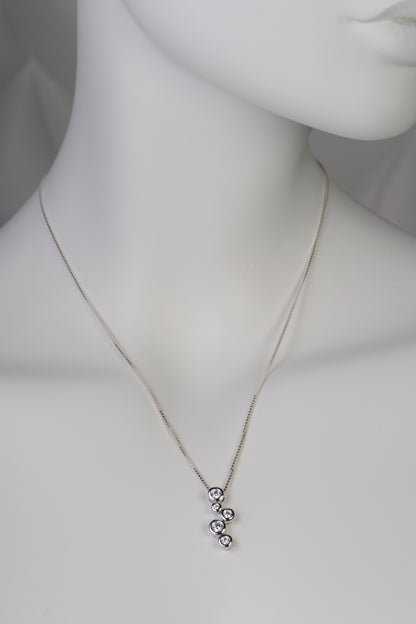 five stone bubble sterling silver necklace
