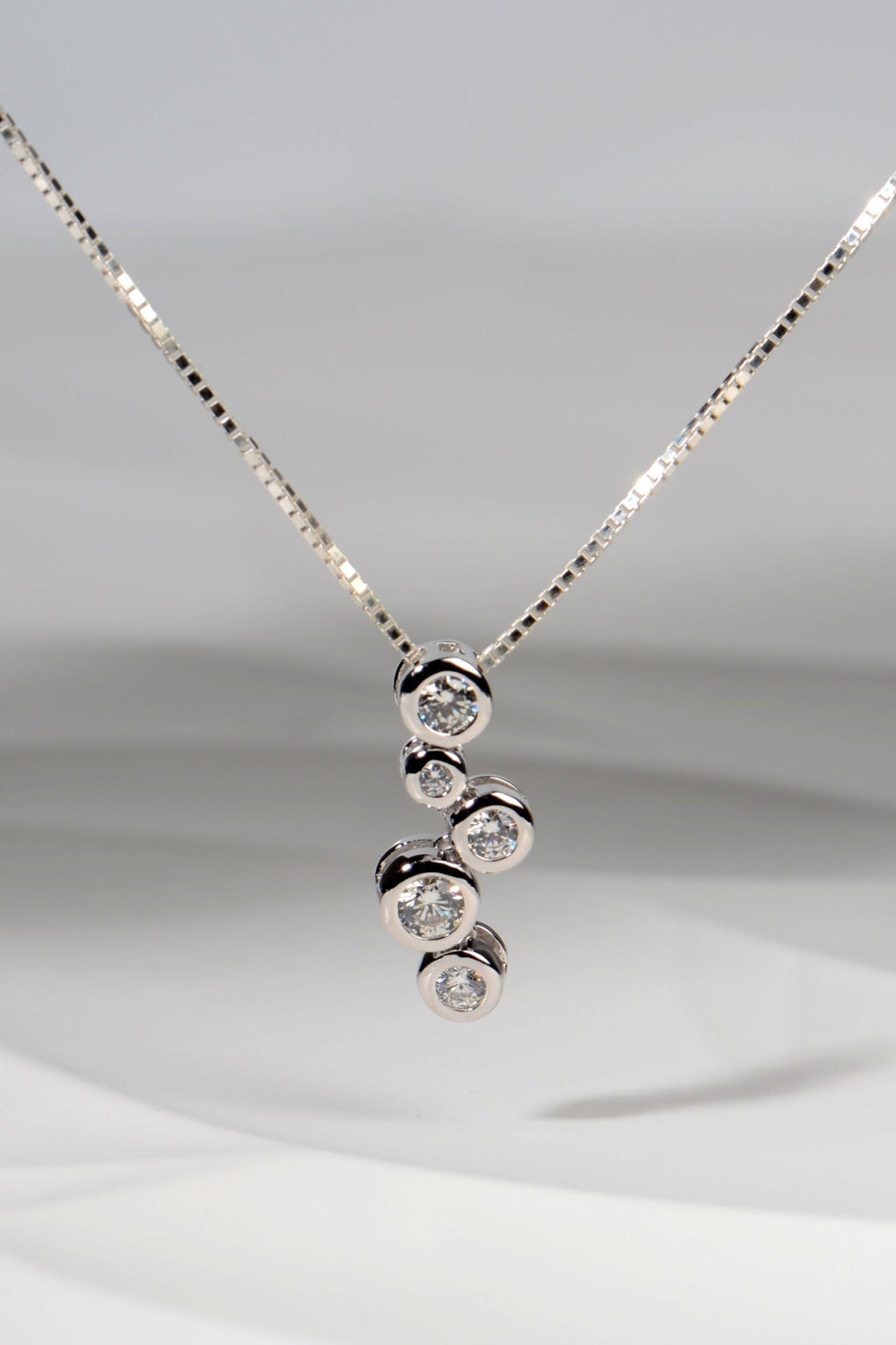 Silver Lab Grown Five Stone Bubble Necklace - Necklaces The Best Lab Grown Jewellery Designs
