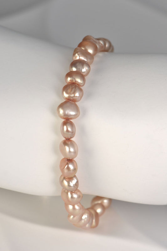 Chocolate coloured cultured pearl bracelet with a sterling silver adjustable clasp - Christine Sadler