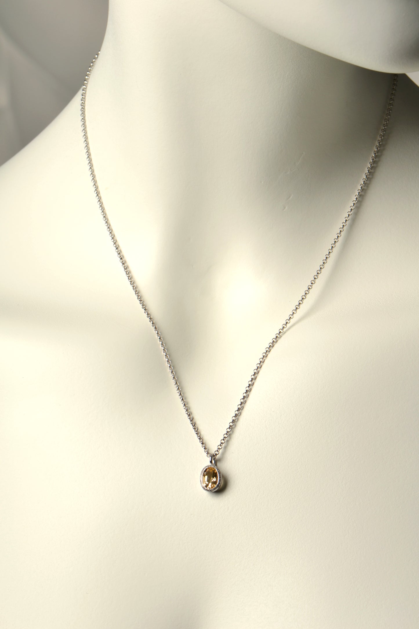 affordable designer silver handmade necklace set with an oval cut Citrine