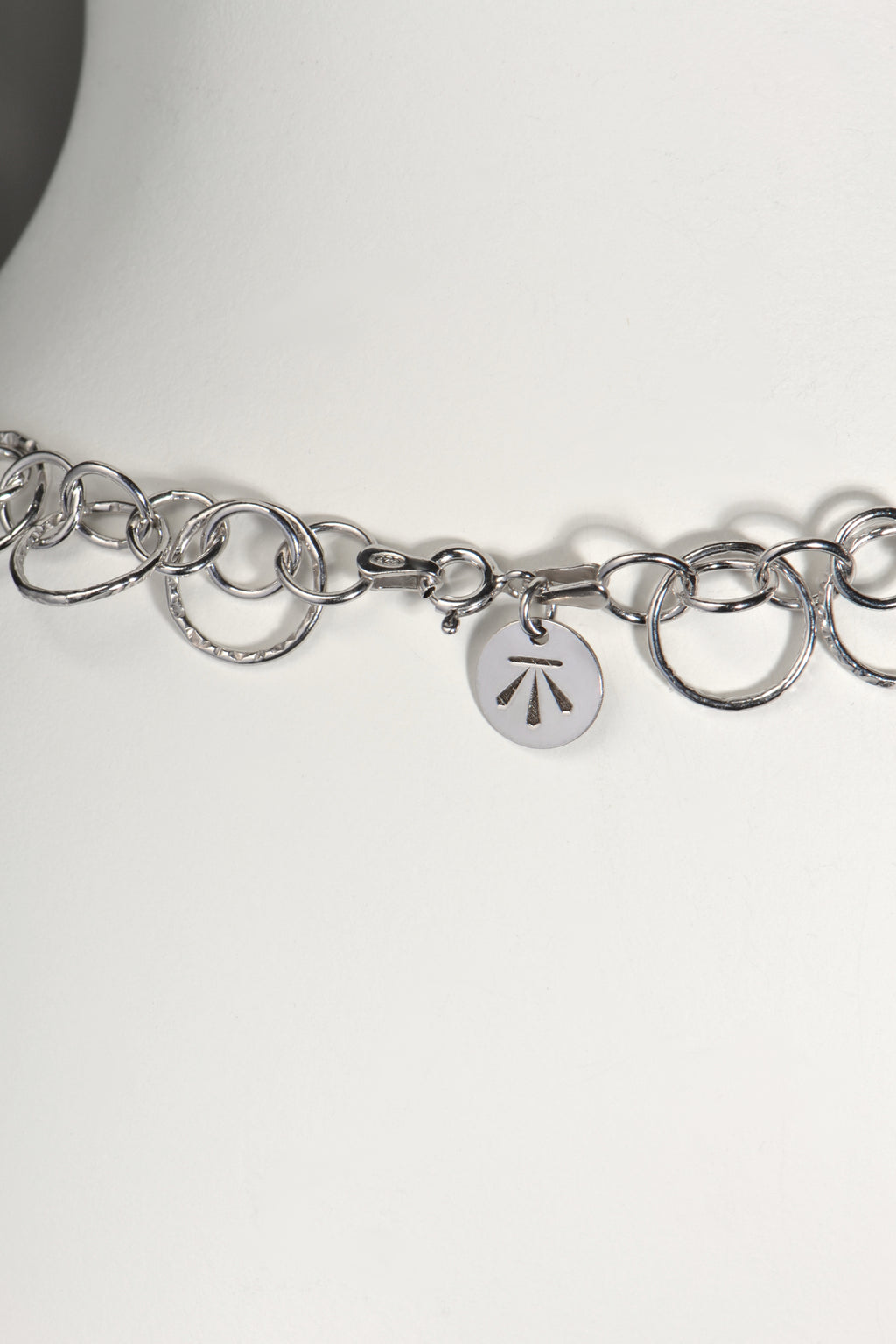 sterling silver chain necklace with interlocking silver circles Christine Sadler