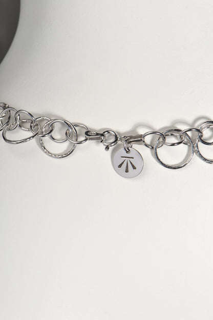 sterling silver chain necklace with interlocking silver circles Christine Sadler