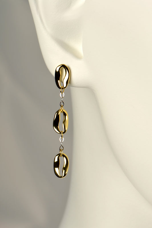 coffee bean designer drop earrings two tone