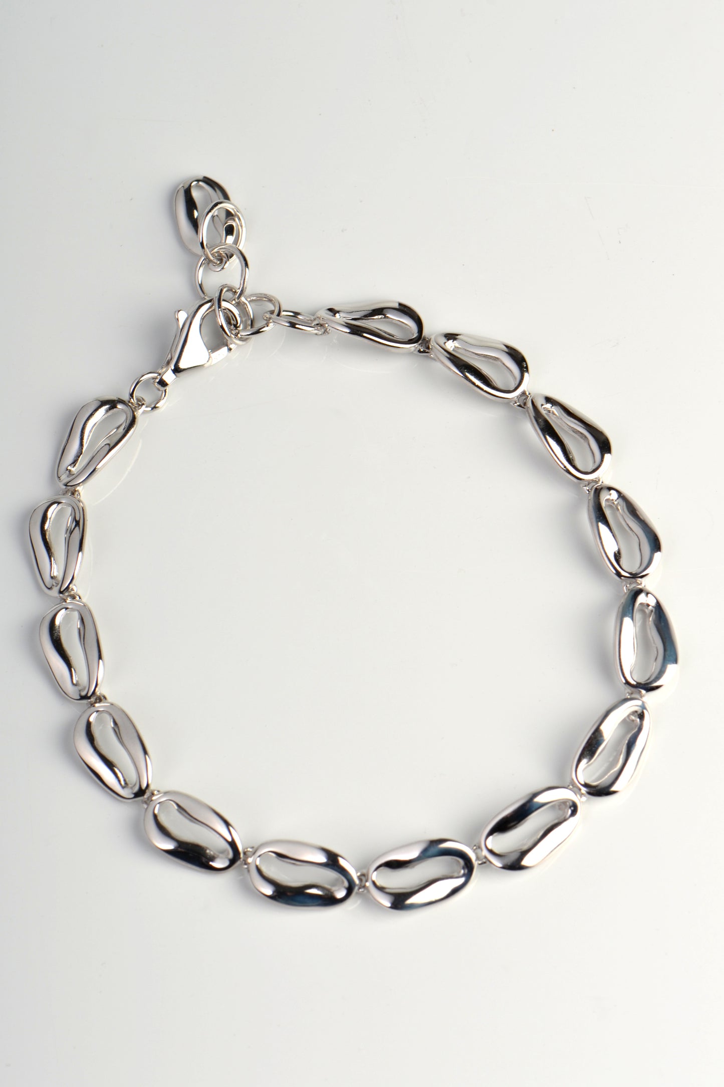 pretty sterling silver modern bracelet inspired by coffee beans from Jorge Revilla
