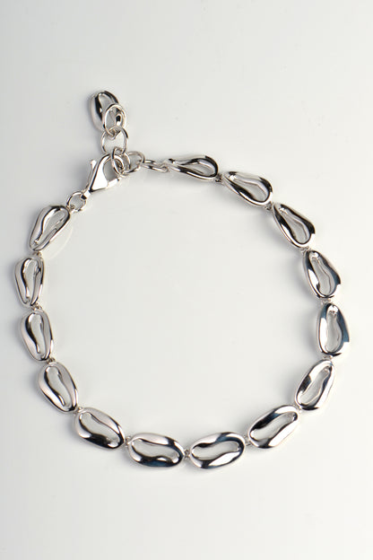 pretty sterling silver modern bracelet inspired by coffee beans from Jorge Revilla