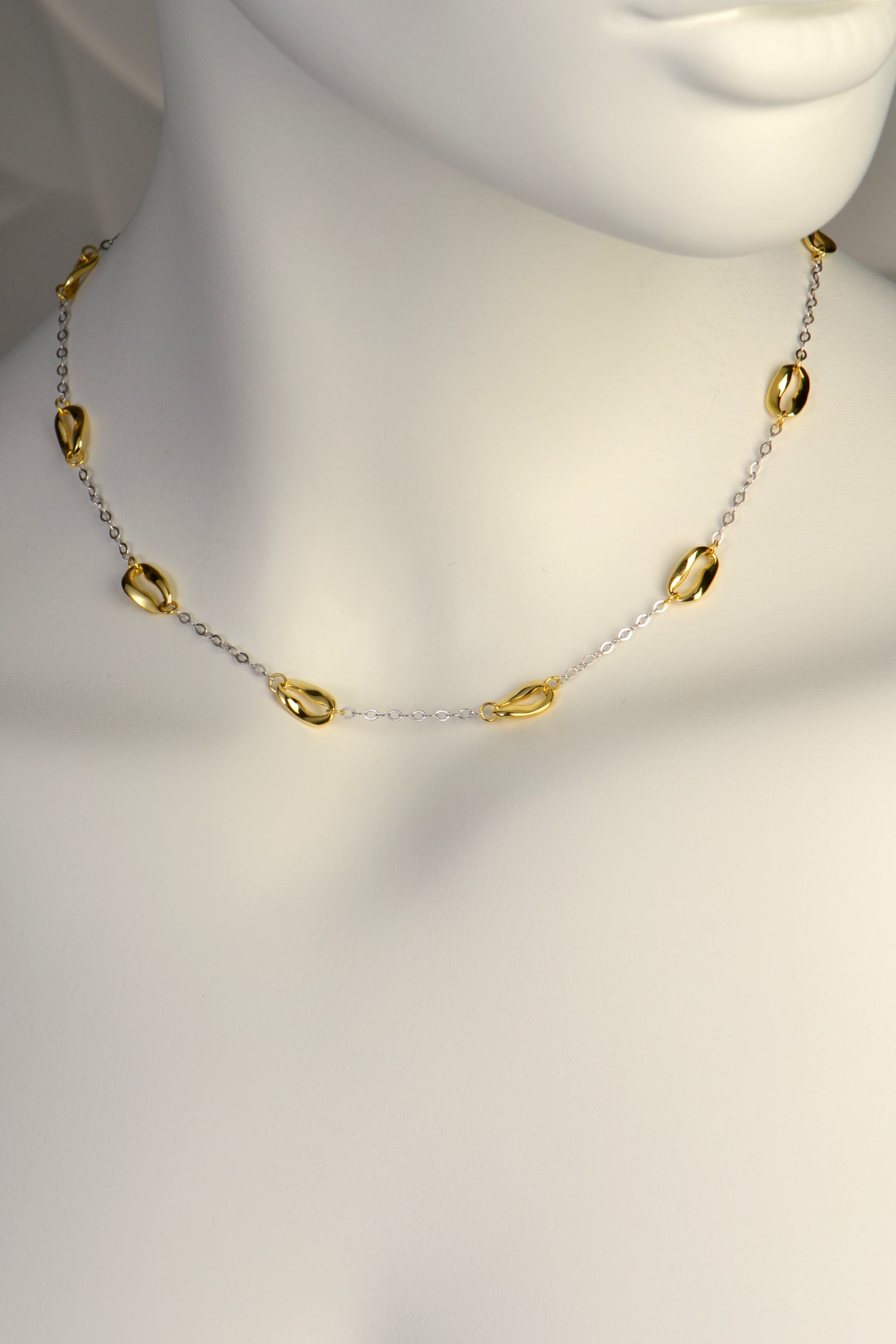 Grace Kelly inspired two tone coffee bean designer necklace