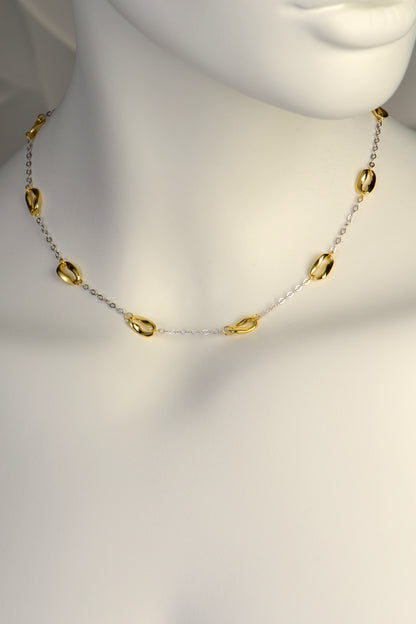 Grace Kelly inspired two tone coffee bean designer necklace