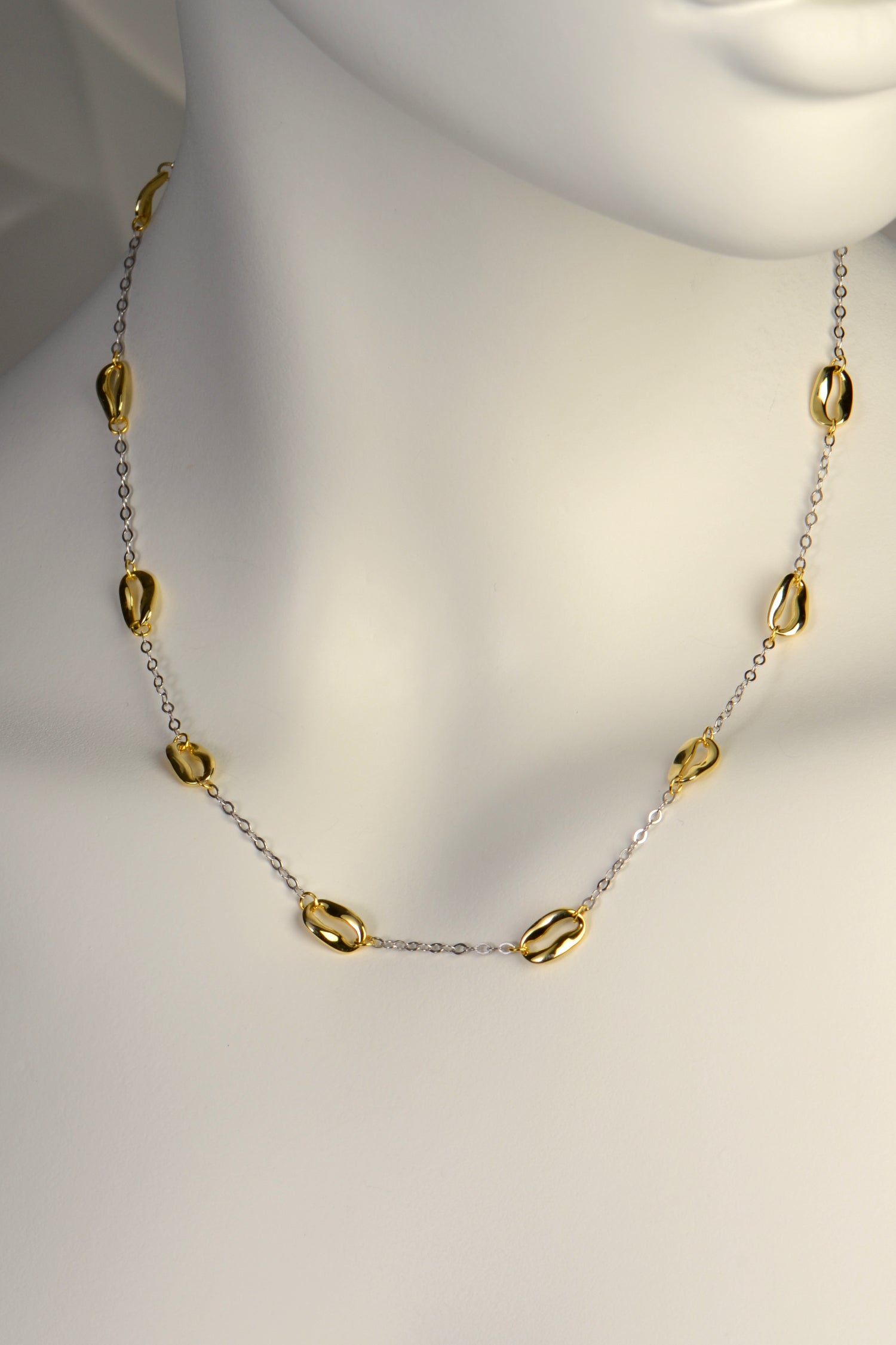 two tone coffee bean designer necklace