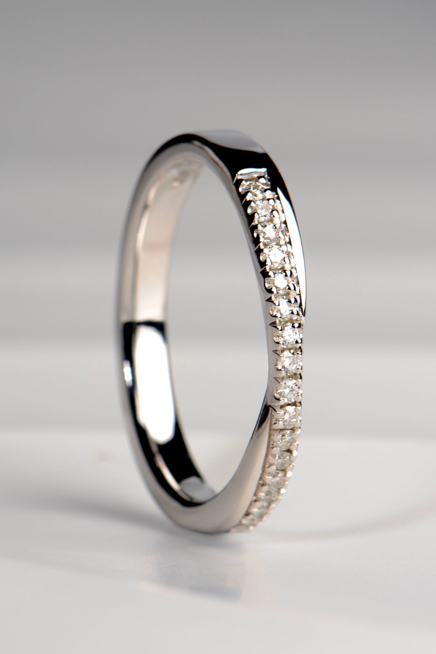 British platinum diamond crossover ring that can be a wedding or an eternity ring from Christine Sadler, Ayr