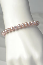 pale pink cultured pearl bracelet on white mannequin wrist from Christine Sadler