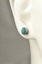 Real Turquoise and silver designer birthstone earrings December